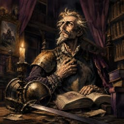 A gentleman lost in a tower of chivalry books — Saylia Don Quixote podcast cover art