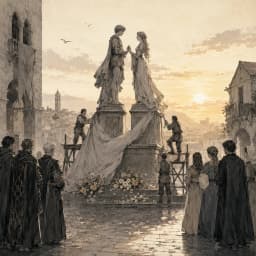The golden statues the reconciled fathers raise over their dead children — Saylia Romeo and Juliet podcast cover art