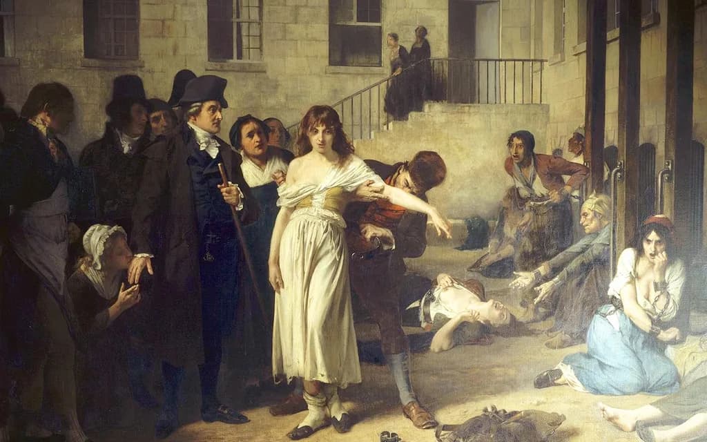 Tony Robert-Fleury's 1876 painting of women being unchained at the Salpêtrière asylum in Paris