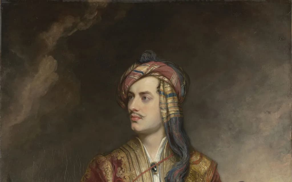 Thomas Phillips's 1813 portrait of Lord Byron in Albanian dress, the model for the brooding Byronic hero Rochester is built from