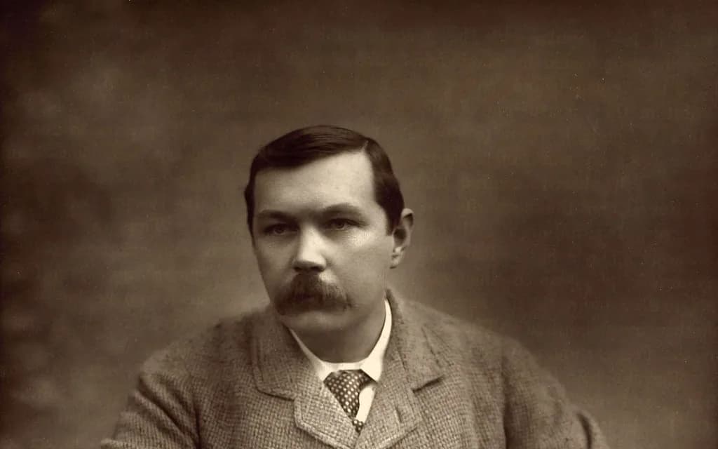 Herbert Rose Barraud's 1893 photographic portrait of Arthur Conan Doyle in a tweed jacket, taken the year he killed Sherlock Holmes off